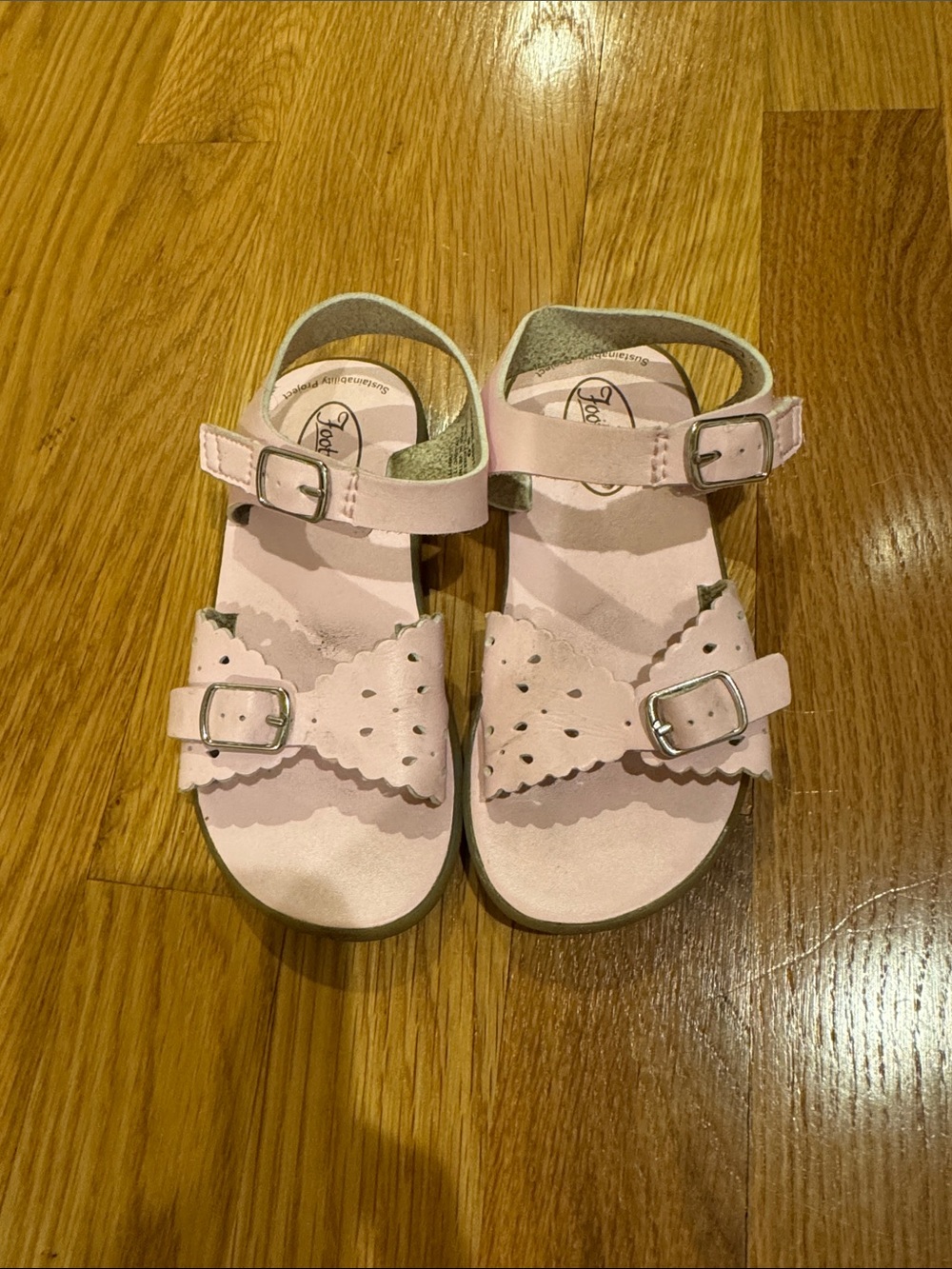 FootMates Pink Scalloped Double-Buckle Kids Sandals